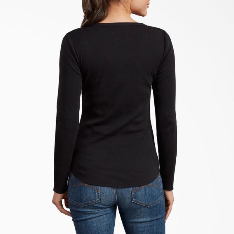 Dickies Henley Long Sleeve Shirt Negrii | BDDO5931