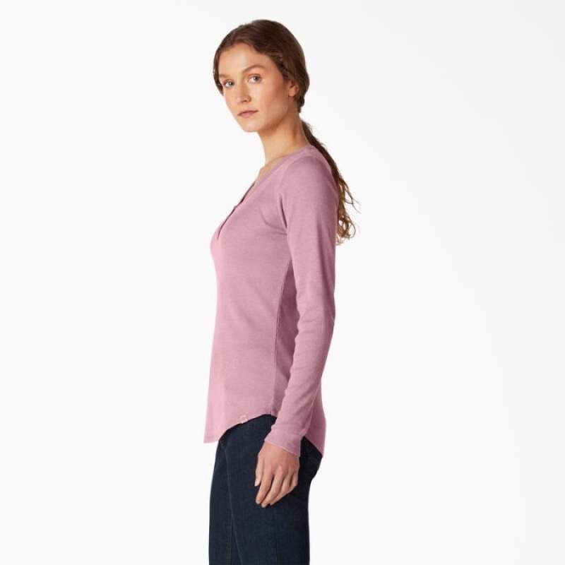 Dickies Henley Long Sleeve Shirt Violet | GJPR4186
