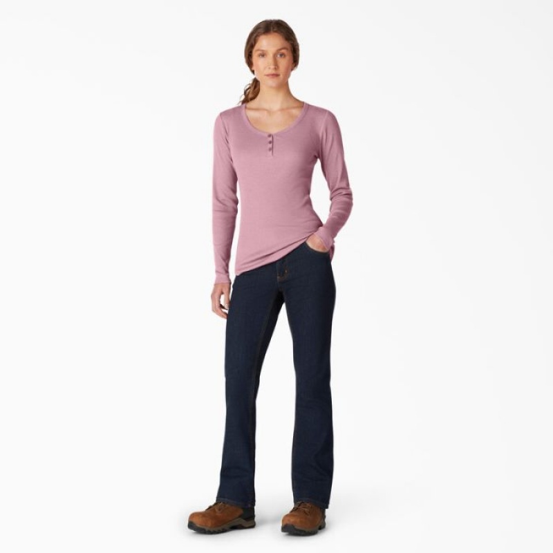 Dickies Henley Long Sleeve Shirt Violet | GJPR4186