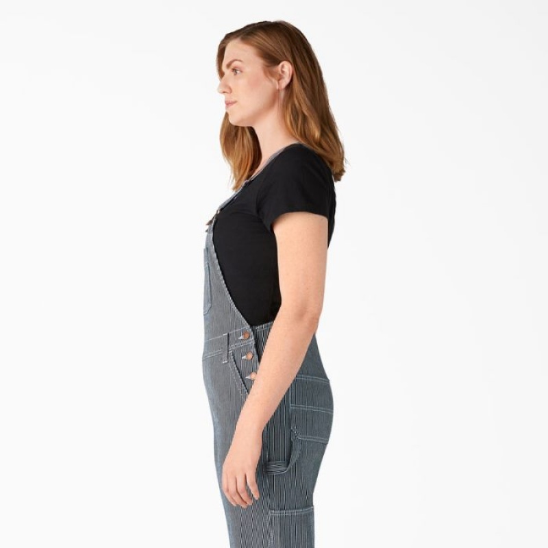 Dickies Hickory Stripe Boyfriend Fit Bib Overalls Stripes | GLMP5966