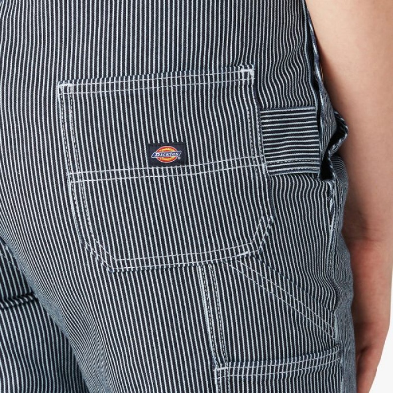 Dickies Hickory Stripe Boyfriend Fit Bib Overalls Stripes | GLMP5966
