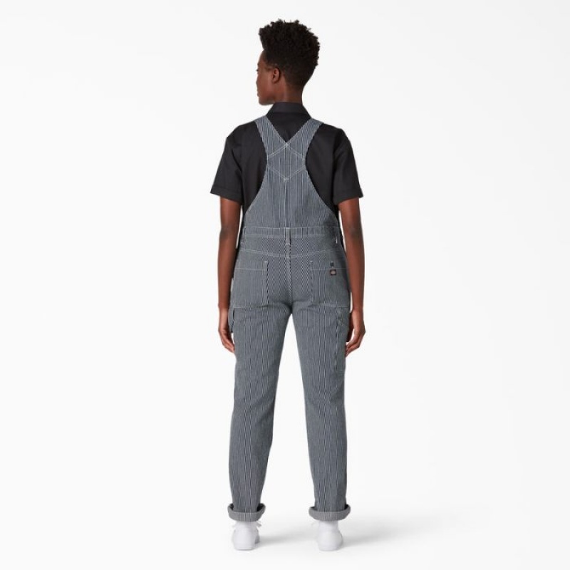 Dickies Hickory Stripe Double Knee Bib Overalls Stripes | NHCL6909