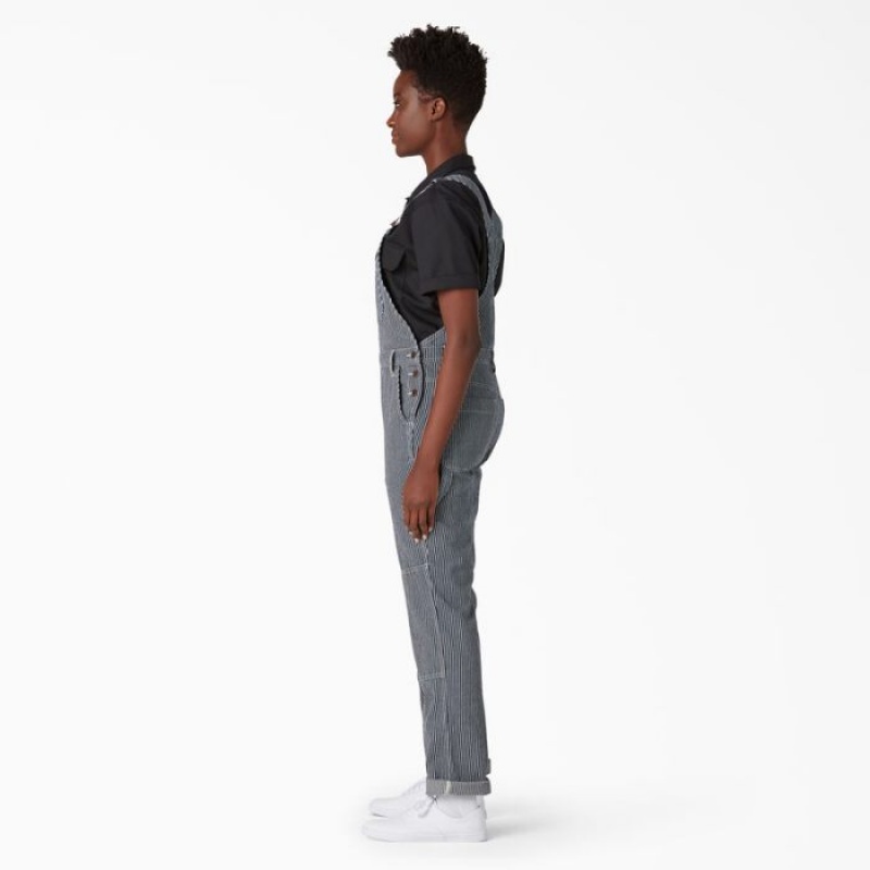 Dickies Hickory Stripe Double Knee Bib Overalls Stripes | NHCL6909