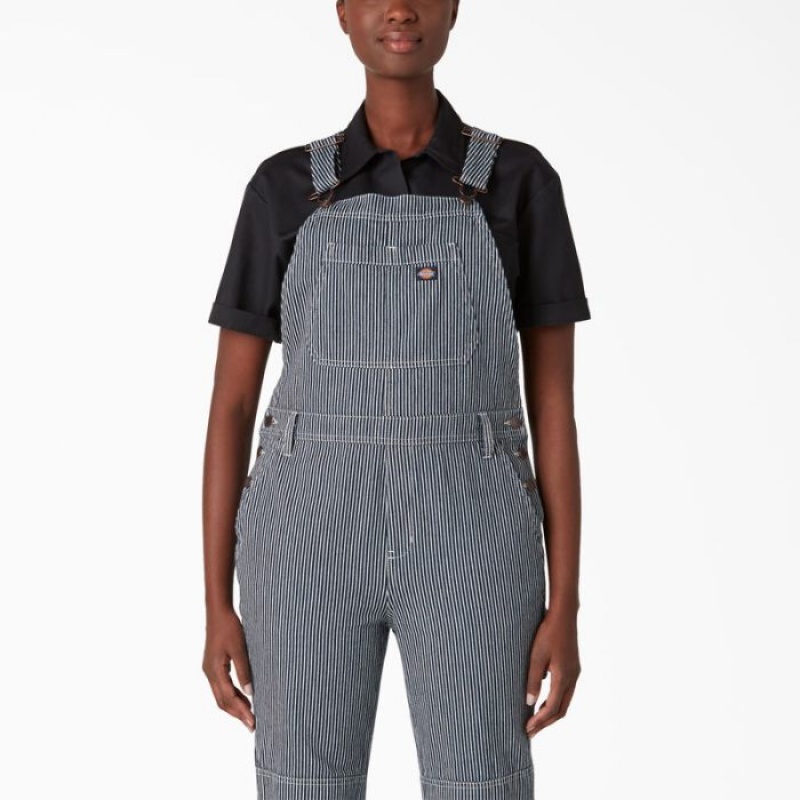 Dickies Hickory Stripe Double Knee Bib Overalls Stripes | NHCL6909