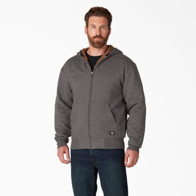 Dickies High Pile Fleece Captusite Full Zip Hoodie Gri Inchis | PXYF7696