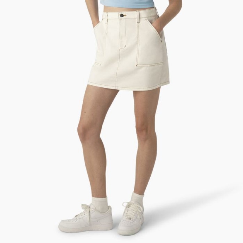 Dickies High Waisted Carpenter Skirt Cloud | OLCM1307