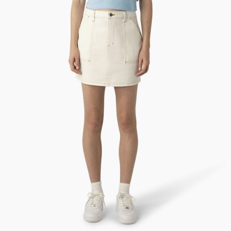 Dickies High Waisted Carpenter Skirt Cloud | OLCM1307