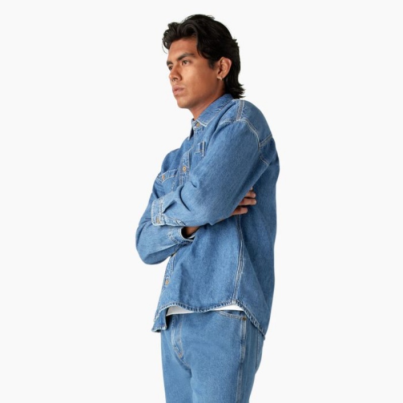 Dickies Houston Denim Shirt Albastri Deschis | TDKT1092