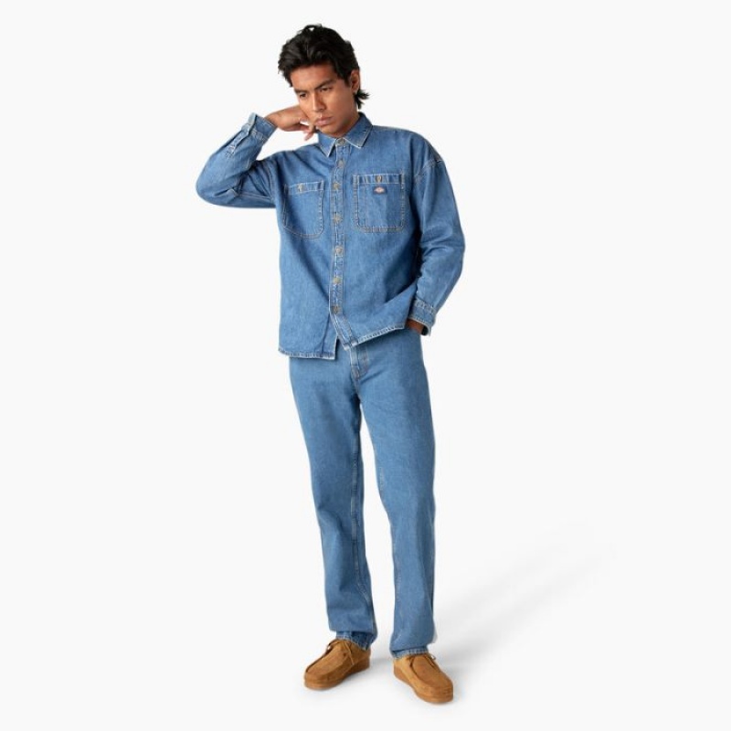 Dickies Houston Denim Shirt Albastri Deschis | TDKT1092