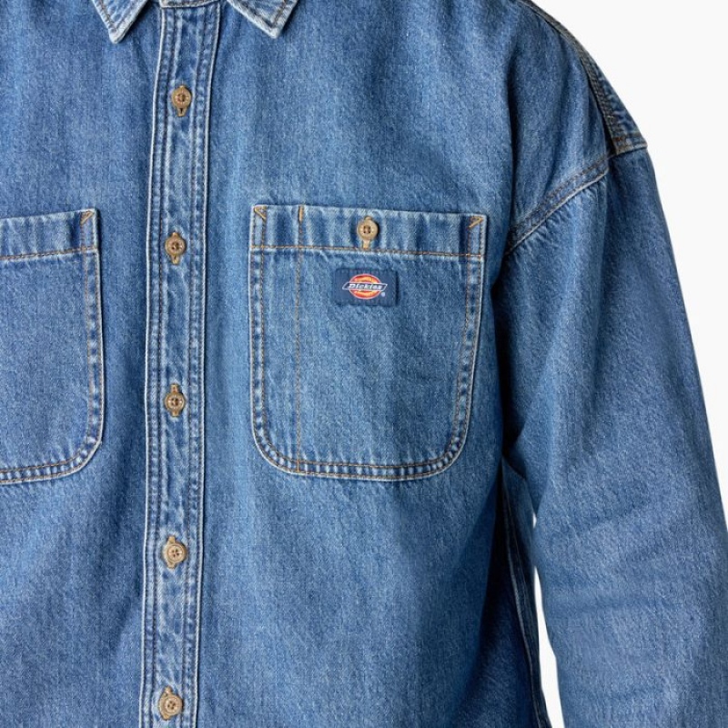 Dickies Houston Denim Shirt Albastri Deschis | TDKT1092