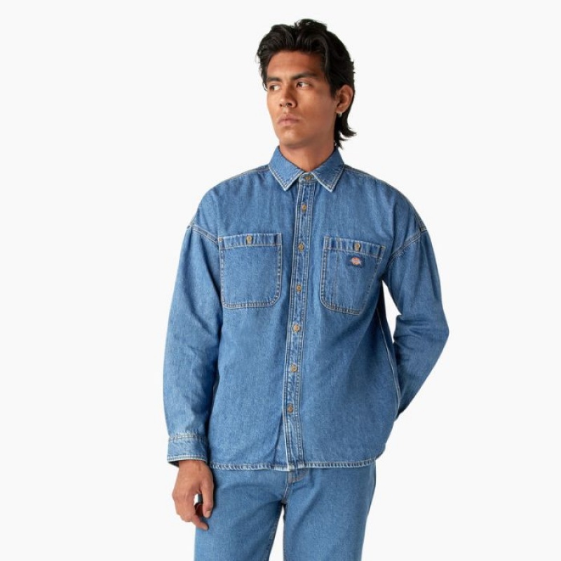 Dickies Houston Denim Shirt Albastri Deschis | TDKT1092