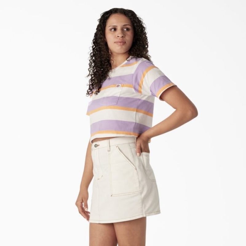 Dickies In Dungi Cropped Pocket T-Shirt Albi Violet | USRP9499