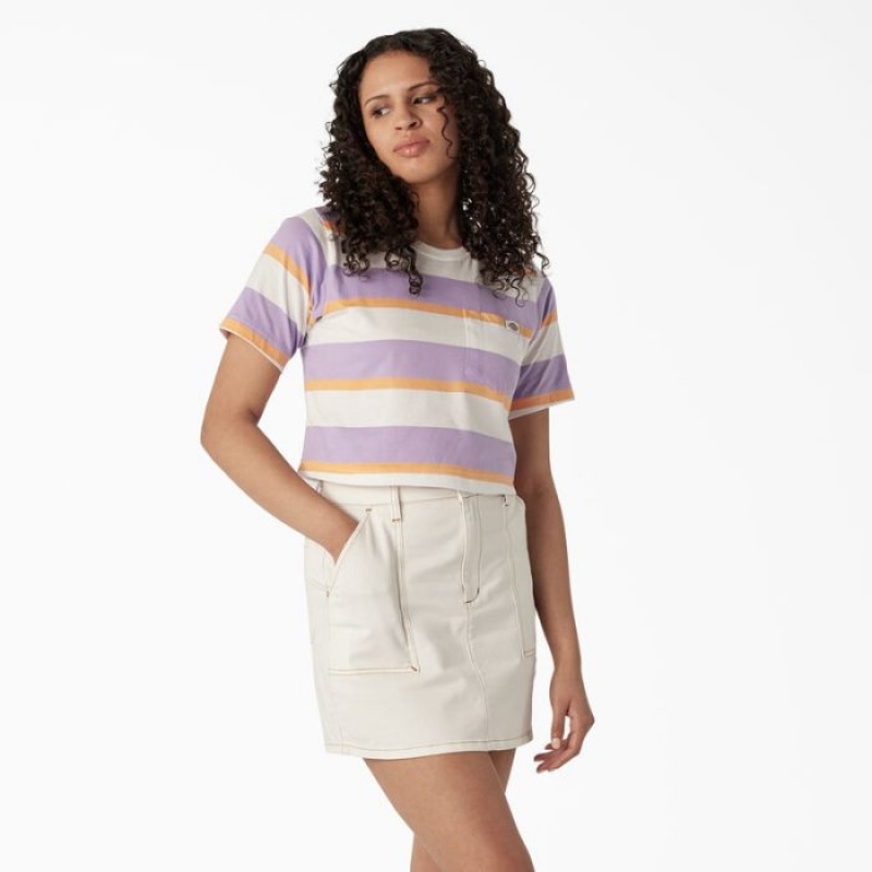 Dickies In Dungi Cropped Pocket T-Shirt Albi Violet | USRP9499