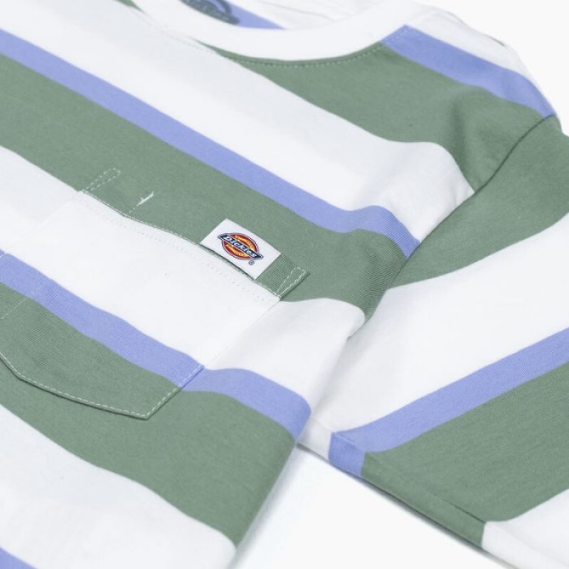 Dickies In Dungi Cropped Pocket T-Shirt Albi Verzi | IOCK6057