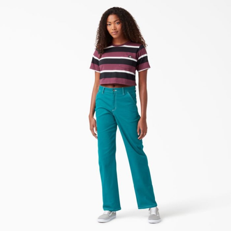 Dickies In Dungi Cropped Pocket T-Shirt Visinii | JNRU9576