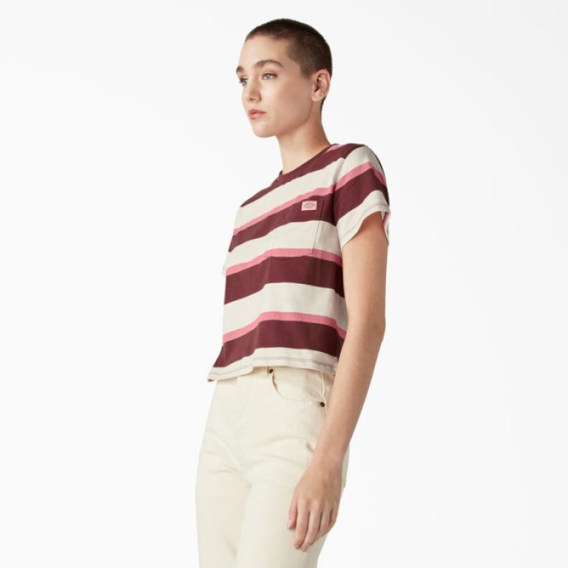 Dickies Large In Dungi Cropped Pocket T-Shirt Roz Bleumarin | UBVS0821