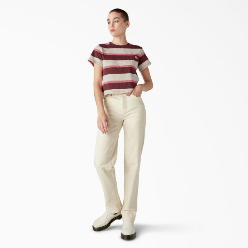 Dickies Large In Dungi Cropped Pocket T-Shirt Roz Bleumarin | UBVS0821