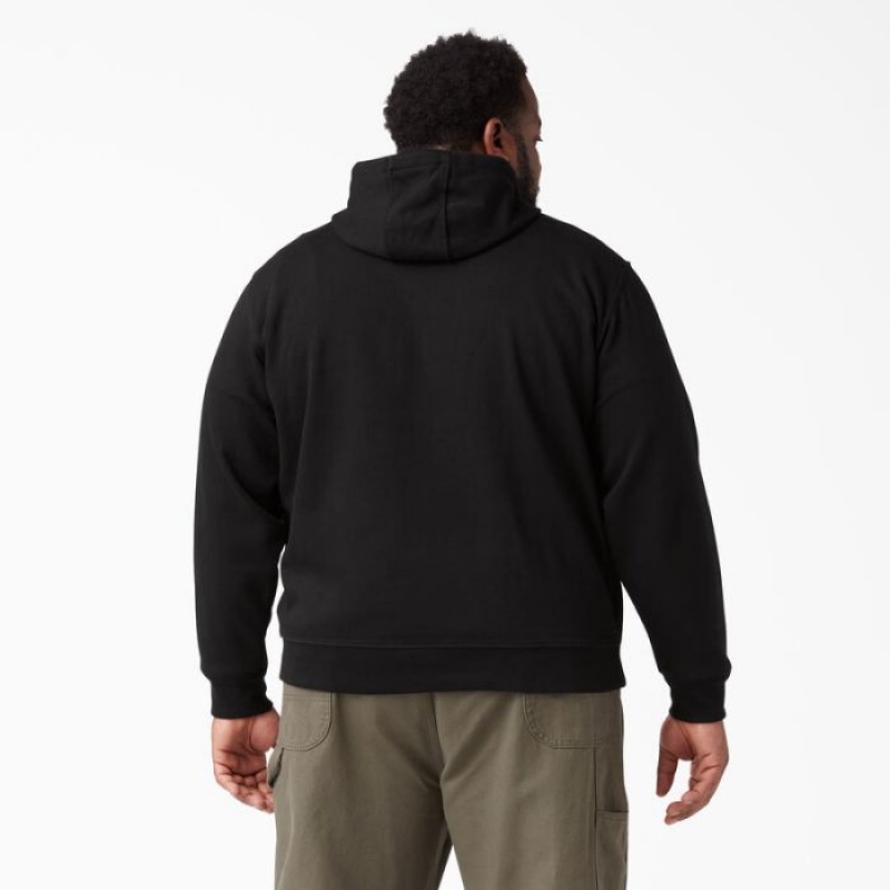 Dickies Logo Sleeve Fleece Hoodie Negrii | UKCM6649