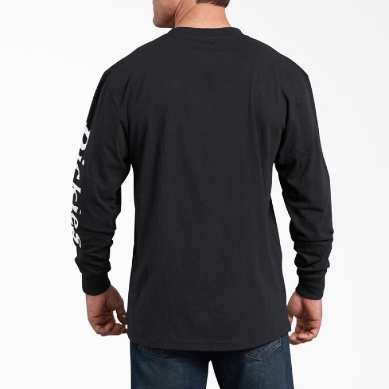 Dickies Long-Sleeve Grafice T-Shirt Negrii | XZVJ3450