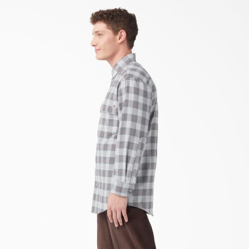 Dickies Long Sleeve Flannel Shirt Gri | SNEJ3003