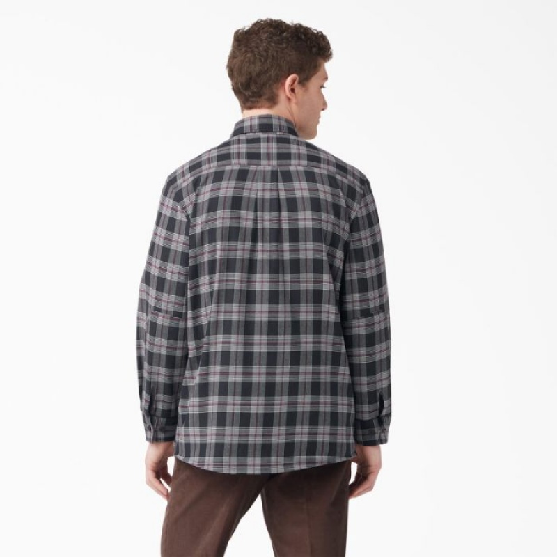 Dickies Long Sleeve Flannel Shirt Visinii Negrii | ZUPK3679