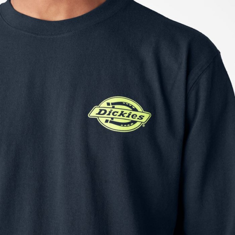 Dickies Long Sleeve Heavyweight Logo T-Shirt Bleumarin | UBIS2293