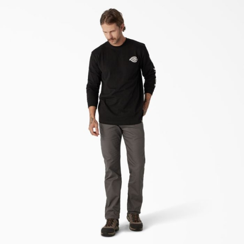 Dickies Long Sleeve Heavyweight Logo T-Shirt Negrii | GZWH3793