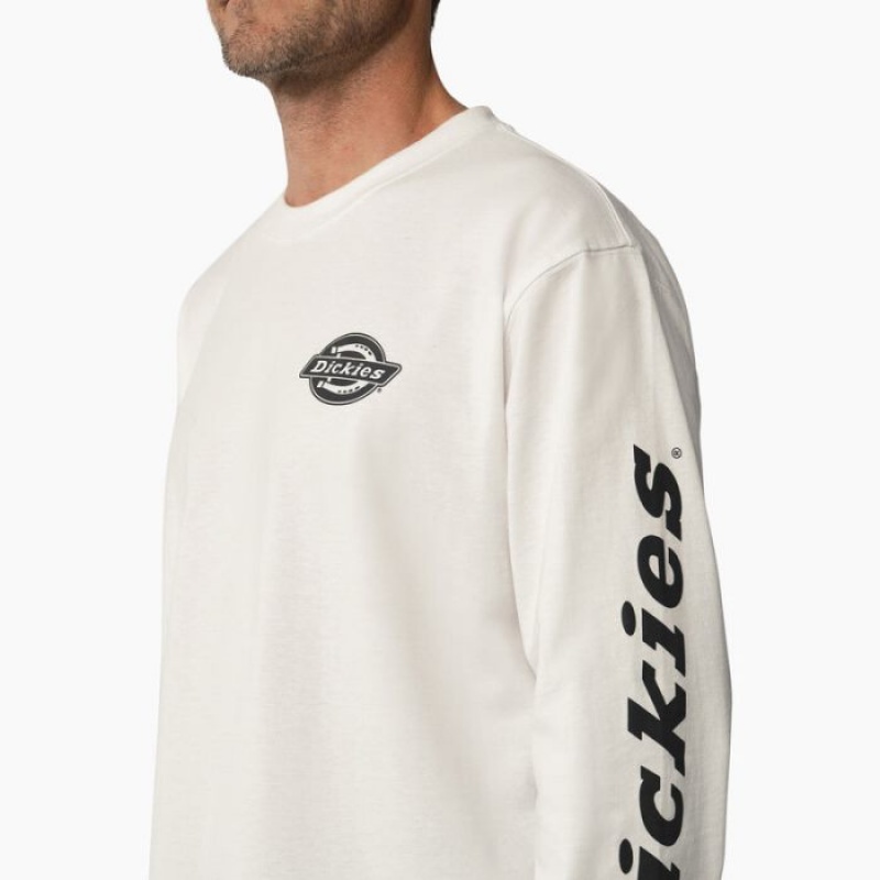 Dickies Long Sleeve Heavyweight Logo T-Shirt Albi | ZXNH8544
