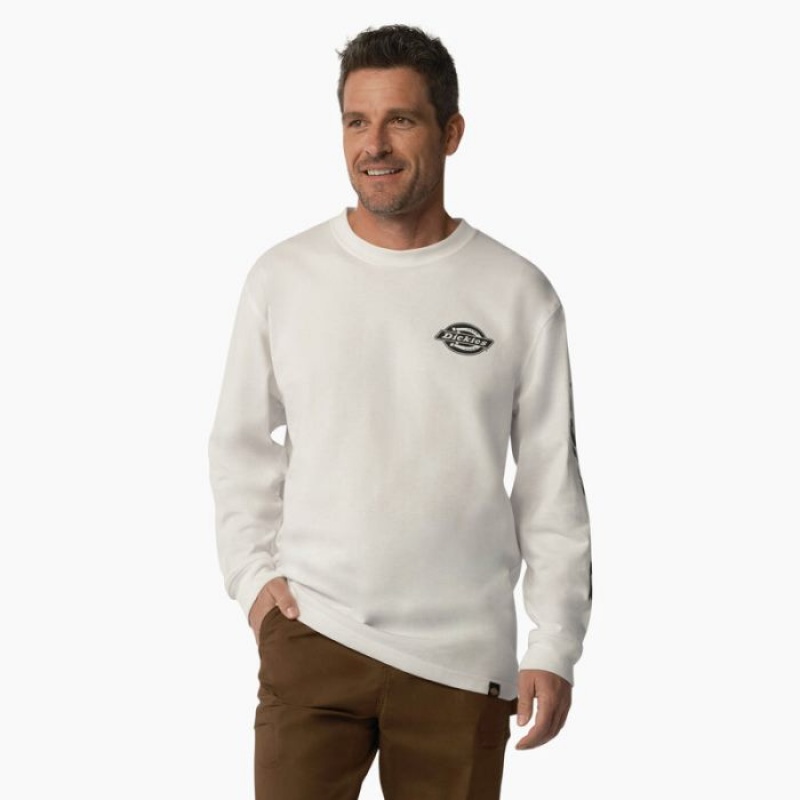 Dickies Long Sleeve Heavyweight Logo T-Shirt Albi | ZXNH8544