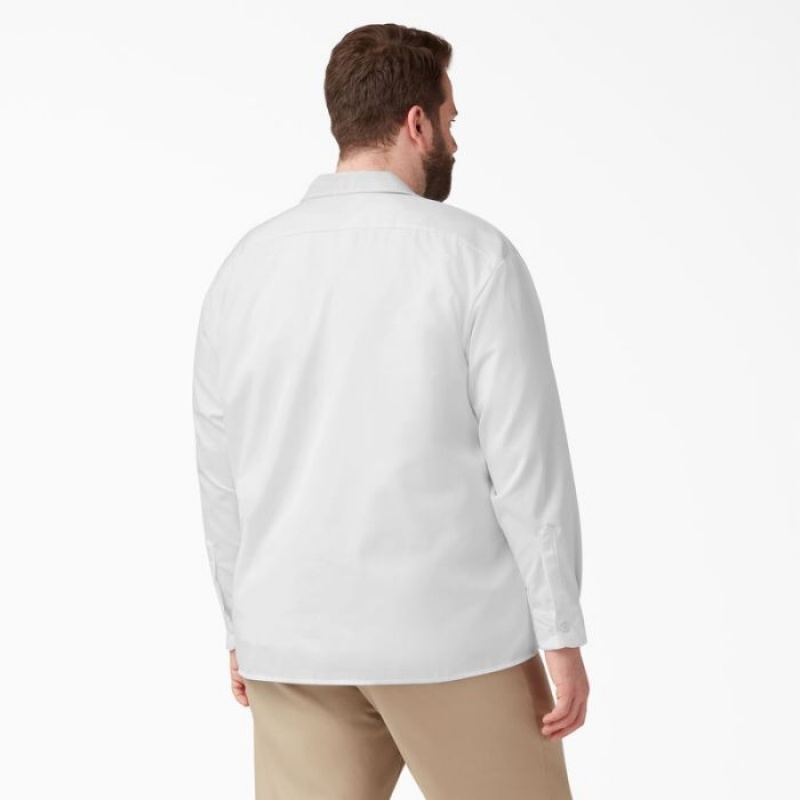 Dickies Long Sleeve Lucru Shirt Albi | PHXH5075