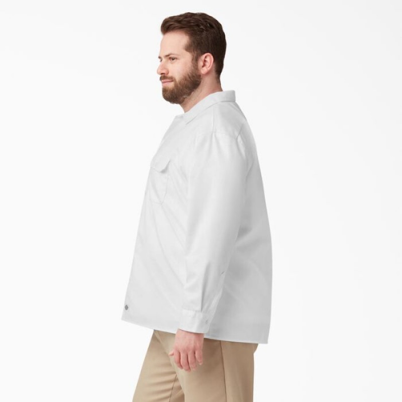 Dickies Long Sleeve Lucru Shirt Albi | PHXH5075