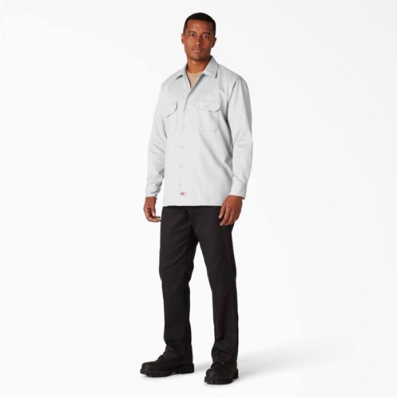 Dickies Long Sleeve Lucru Shirt Albi | PHXH5075