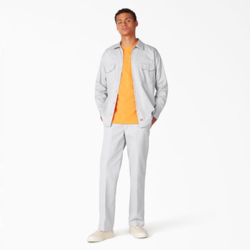 Dickies Long Sleeve Lucru Shirt Albi | PHXH5075
