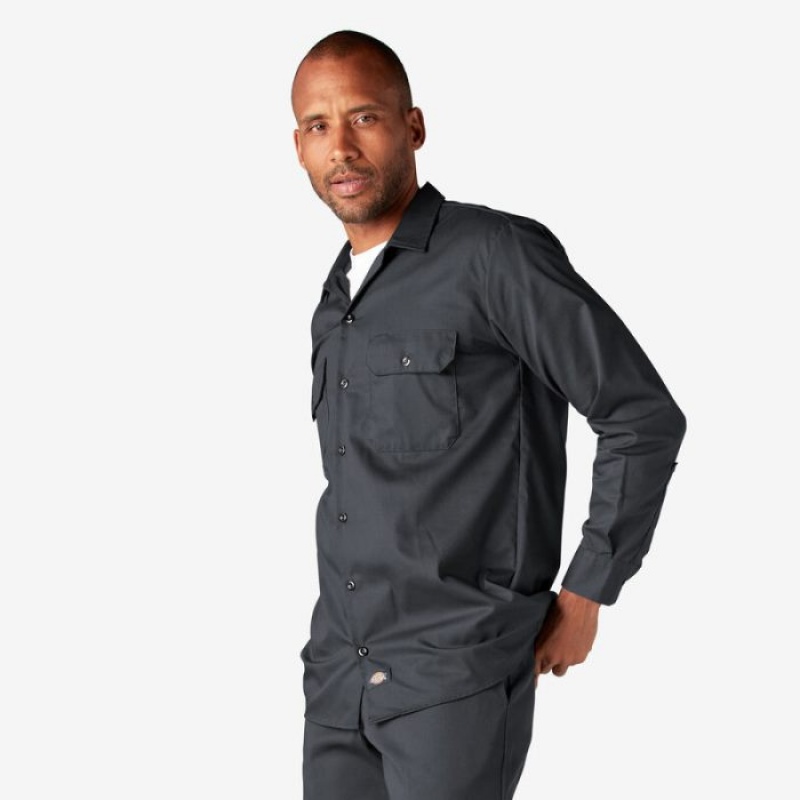 Dickies Long Sleeve Lucru Shirt Gri | WDQH7351