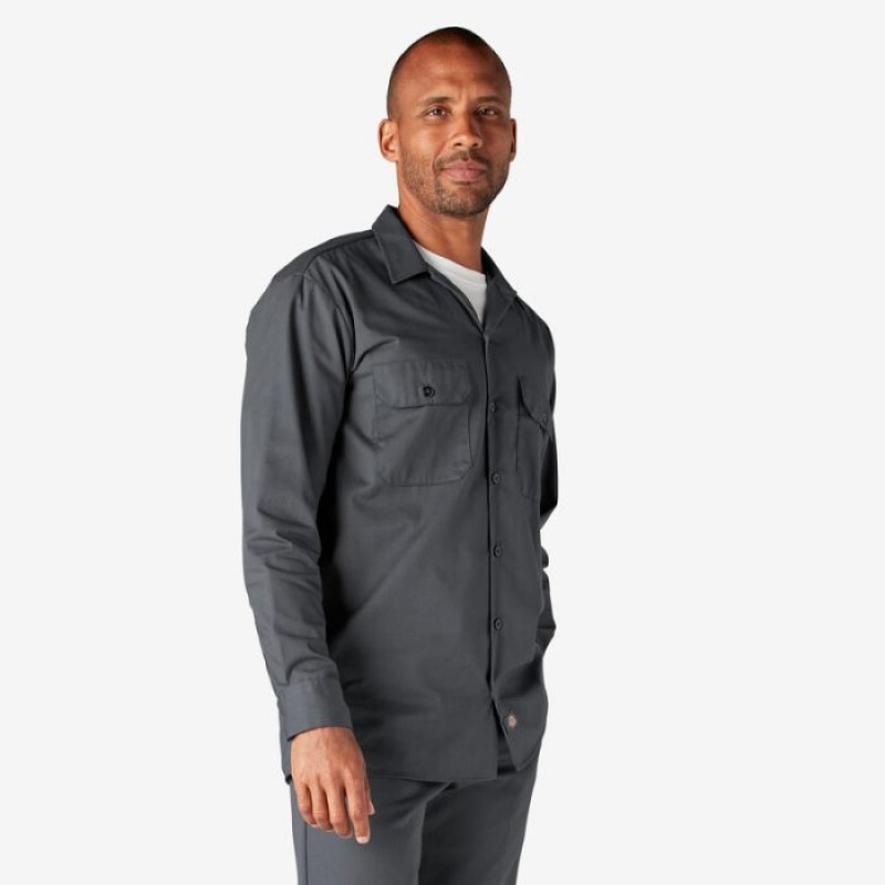 Dickies Long Sleeve Lucru Shirt Gri | WDQH7351