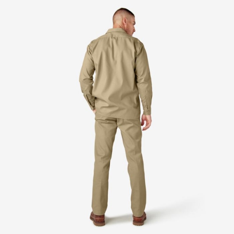 Dickies Long Sleeve Lucru Shirt Kaki | BQLY0702