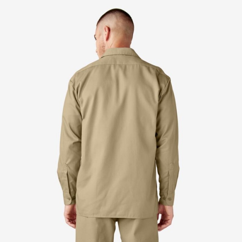 Dickies Long Sleeve Lucru Shirt Kaki | BQLY0702