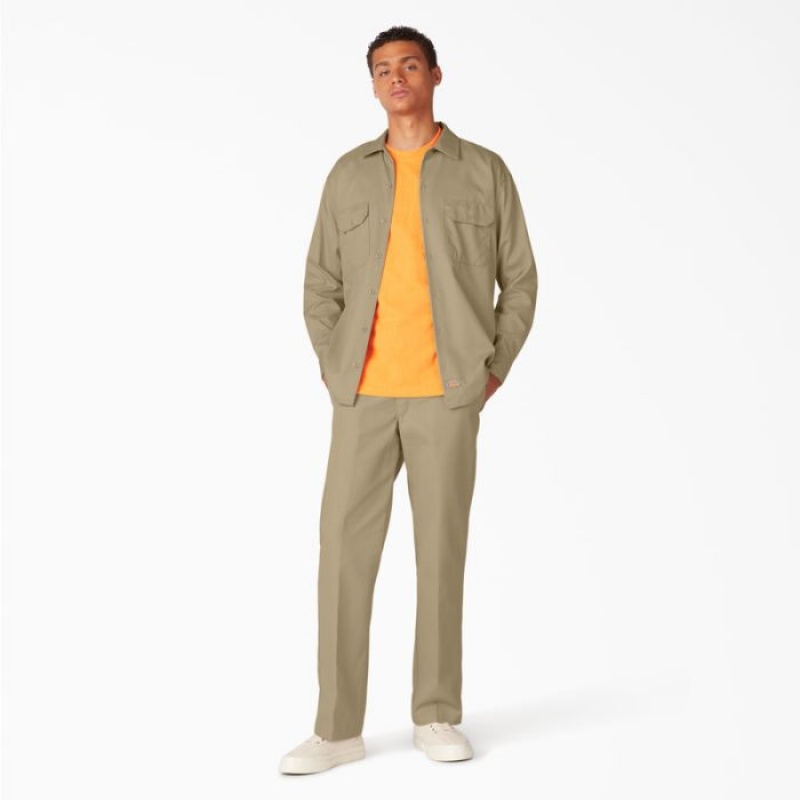 Dickies Long Sleeve Lucru Shirt Kaki | BQLY0702
