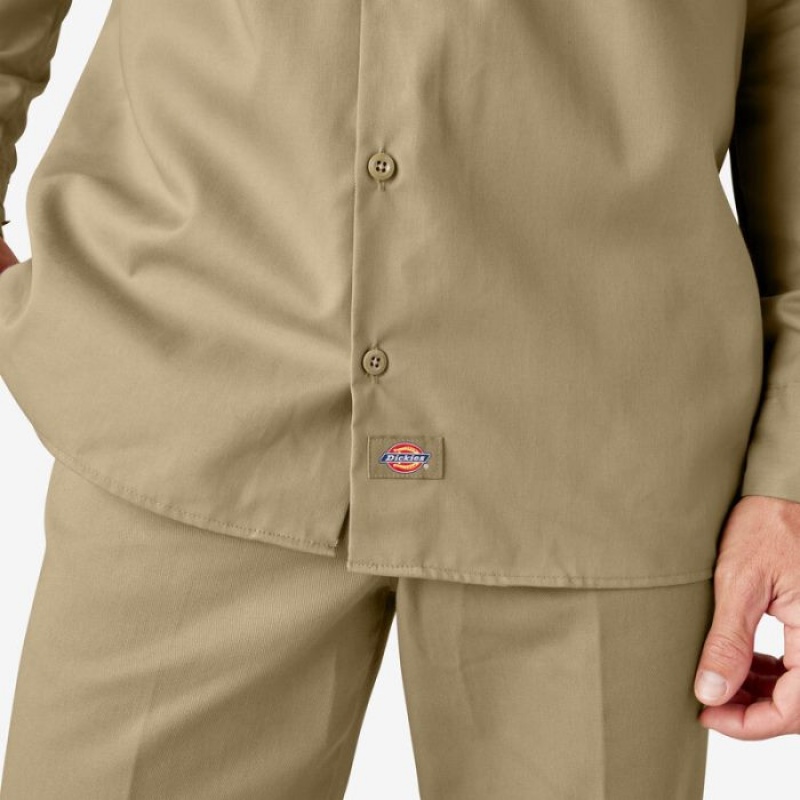 Dickies Long Sleeve Lucru Shirt Kaki | BQLY0702
