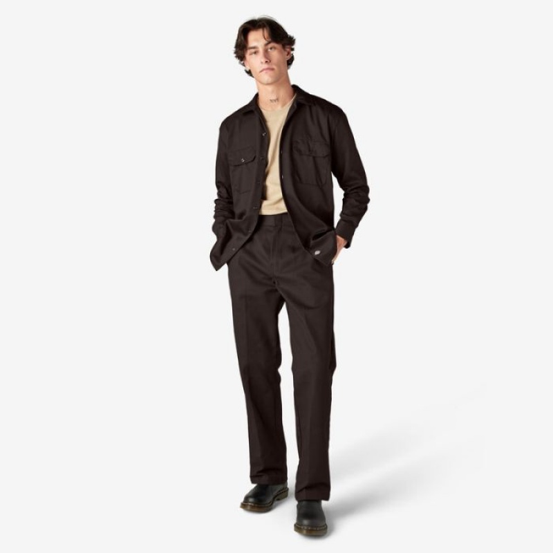 Dickies Long Sleeve Lucru Shirt Maro Inchis | TUNR9996