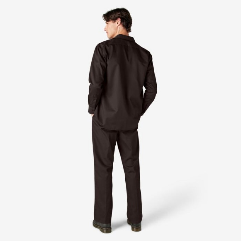 Dickies Long Sleeve Lucru Shirt Maro Inchis | TUNR9996