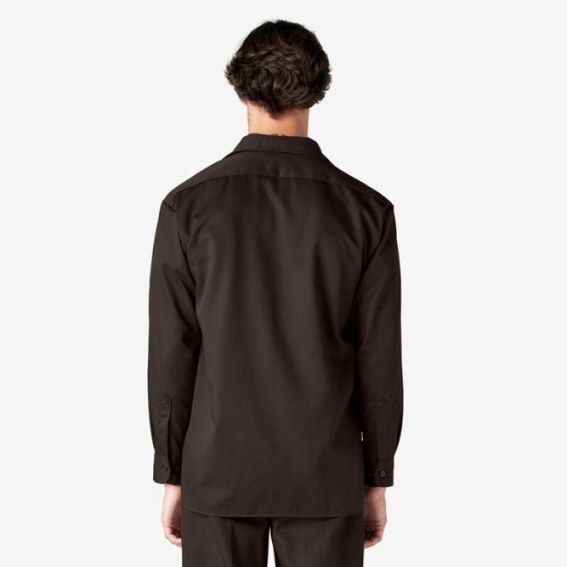 Dickies Long Sleeve Lucru Shirt Maro Inchis | TUNR9996