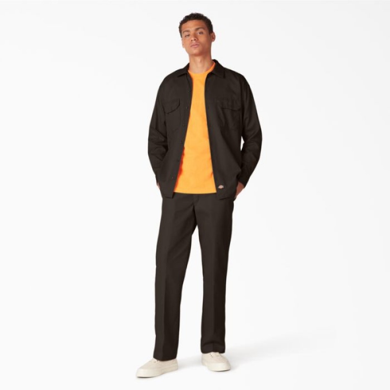 Dickies Long Sleeve Lucru Shirt Maro Inchis | TUNR9996