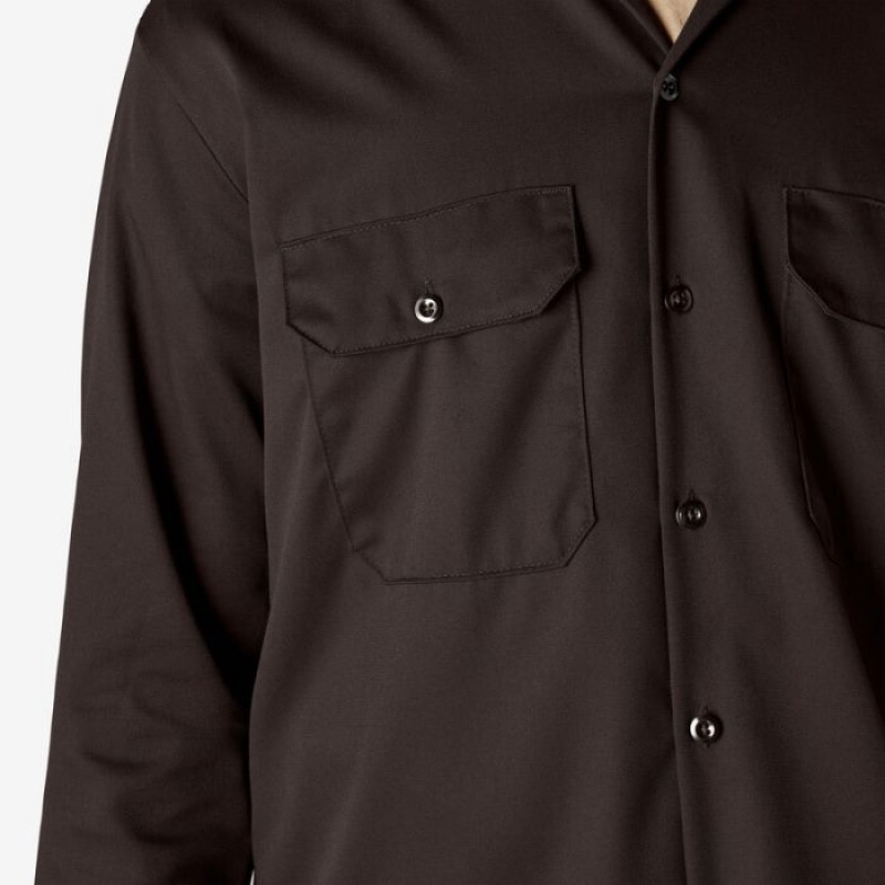 Dickies Long Sleeve Lucru Shirt Maro Inchis | TUNR9996