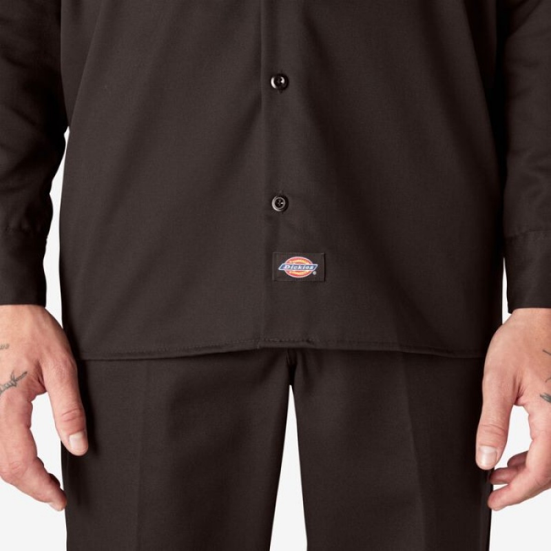 Dickies Long Sleeve Lucru Shirt Maro Inchis | TUNR9996