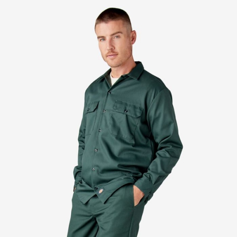Dickies Long Sleeve Lucru Shirt Verzi | JNAU3796