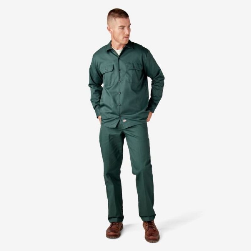 Dickies Long Sleeve Lucru Shirt Verzi | JNAU3796