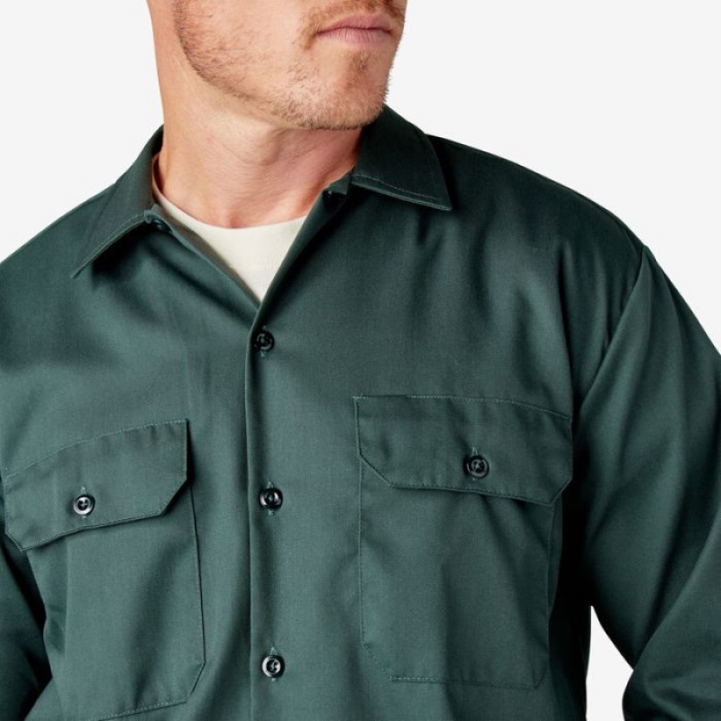 Dickies Long Sleeve Lucru Shirt Verzi | JNAU3796