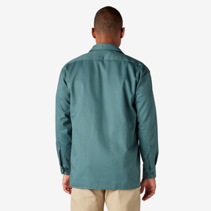 Dickies Long Sleeve Lucru Shirt Verzi | JHBD8124