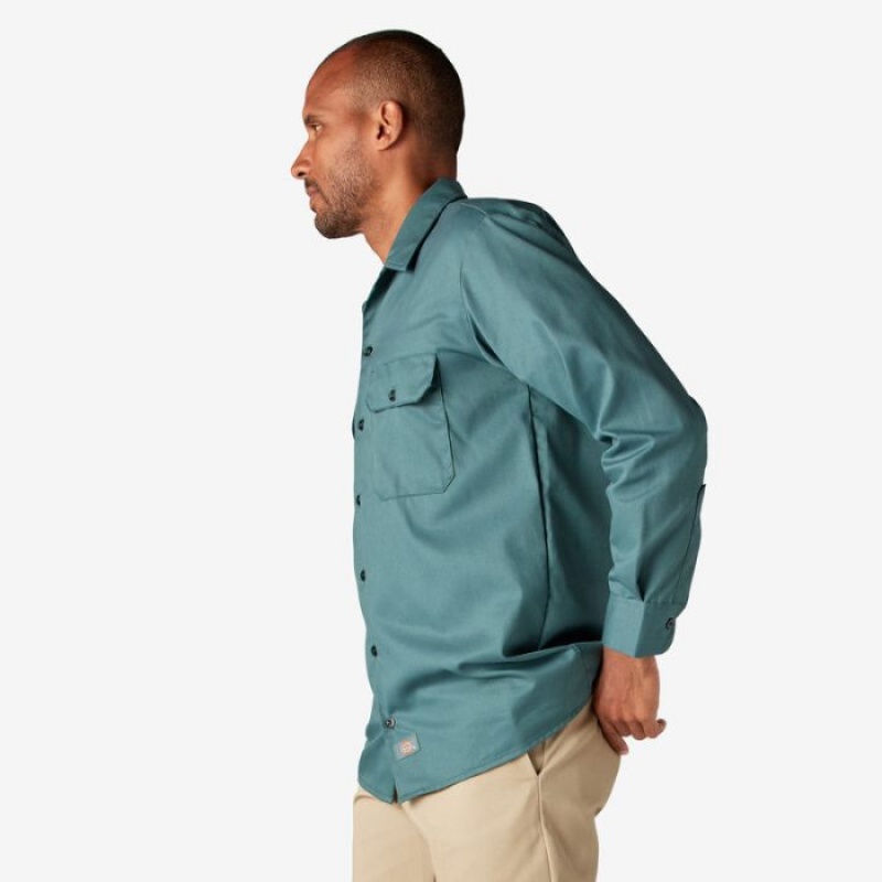 Dickies Long Sleeve Lucru Shirt Verzi | JHBD8124